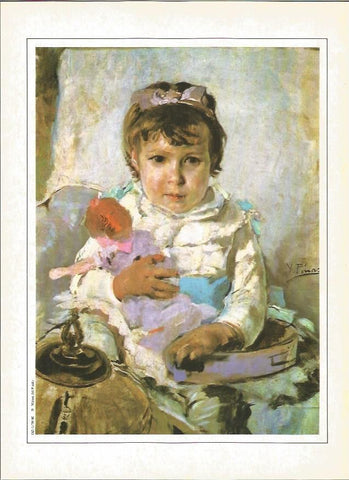 LAMINA V01364: Niña con muñeca por I. Pinazo Camarlench