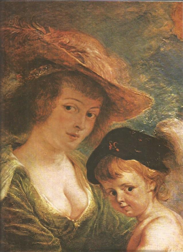 LAMINA V01290: Elena Fourment y su hijo Frans por P. Pablo Rubens