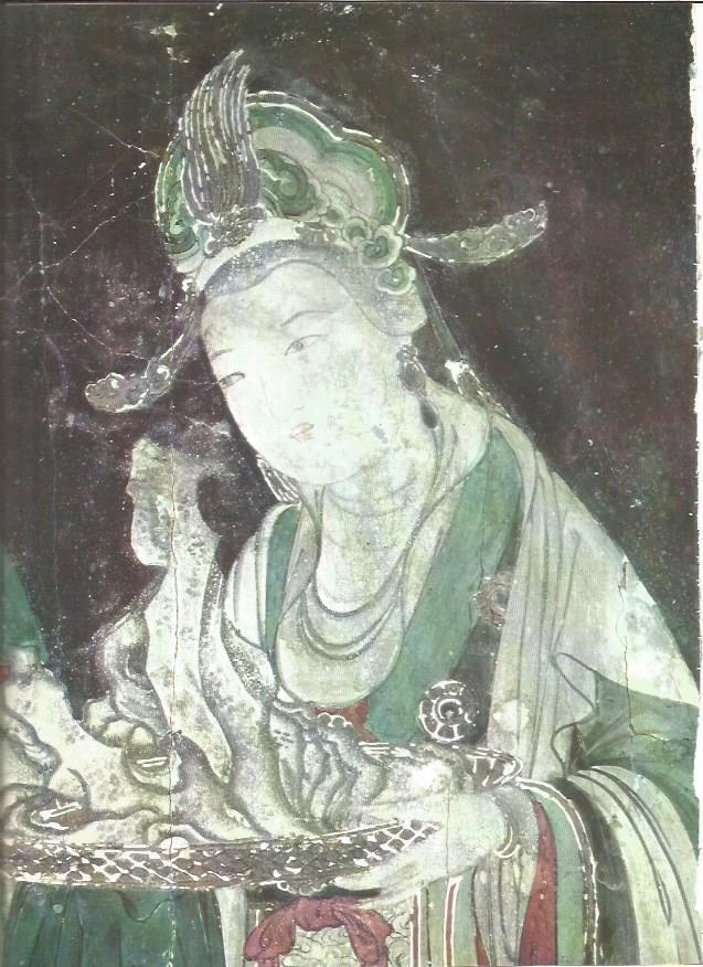 LAMINA V01225: La portadora de ofrendas, pintura de la epoca Ming