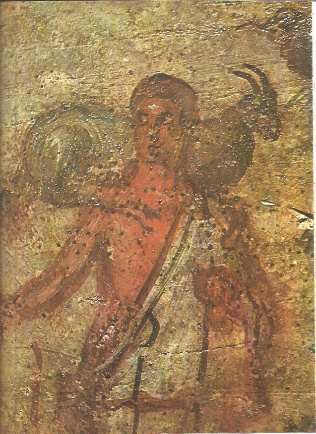 LAMINA V01235: El Buen Pastor de las catacumbas de Priscila, Roma