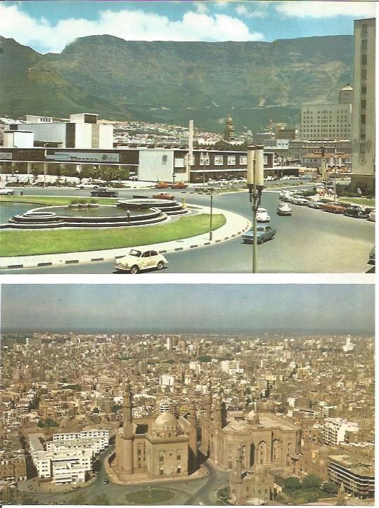 LAMINA V01577: Vistas de Ciudad del cabo y mezquitas en El Cairo