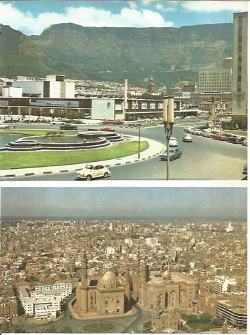 LAMINA V01577: Vistas de Ciudad del cabo y mezquitas en El Cairo