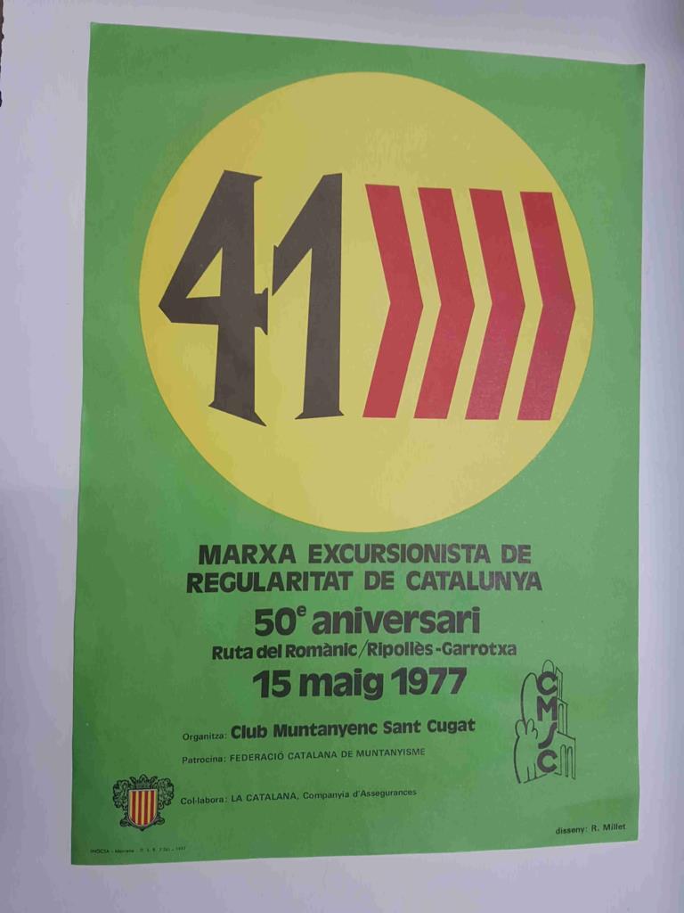 Poster/cartel publicidad: 41 Marxa Excursionista de Regularitat de Catalunya. 50a aniversari, 15 maig 1977.  Organitza: Club Muntanyenc Sant Cugat