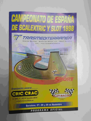 Campeonato de España de Scalextrix y slot 1998. Programa Oficial. Barcelona 27, 28 y 29 de Noviembre. Trasmediterranea