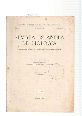 Revista Española de Biologia. Tomo V 29 febrero 1936 Cuadernos 1 y 2