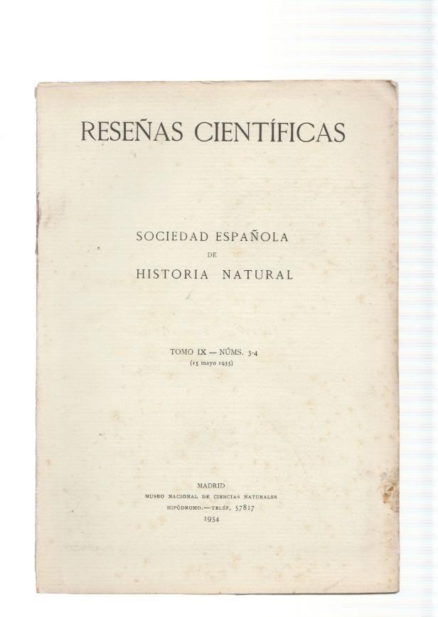 Reseñas Cientificas: Sociedad Española de Historia Natural Tomo IX num. 1 y 2
