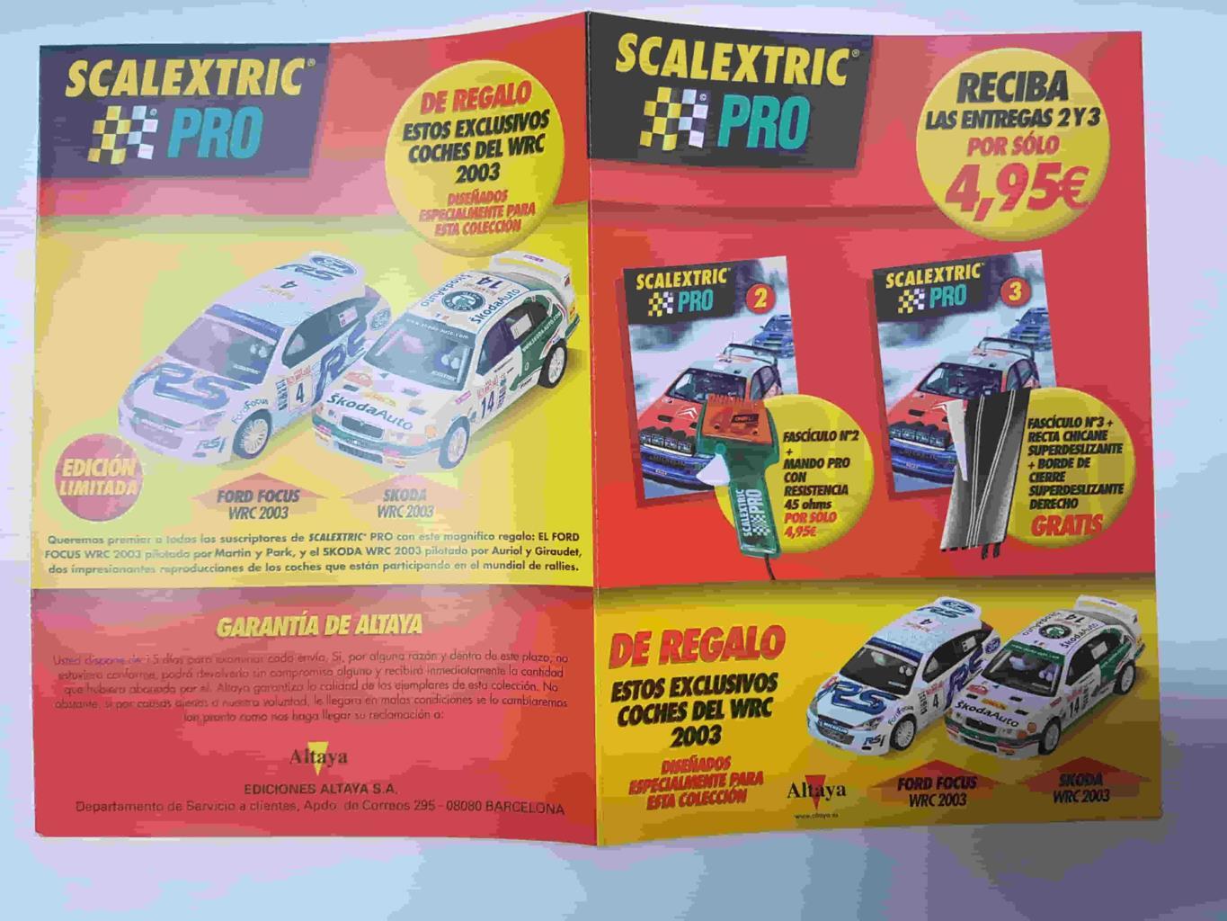 Triptico publicidad: de los numeros 2 y 3 de la coleccion Scalextric Pro