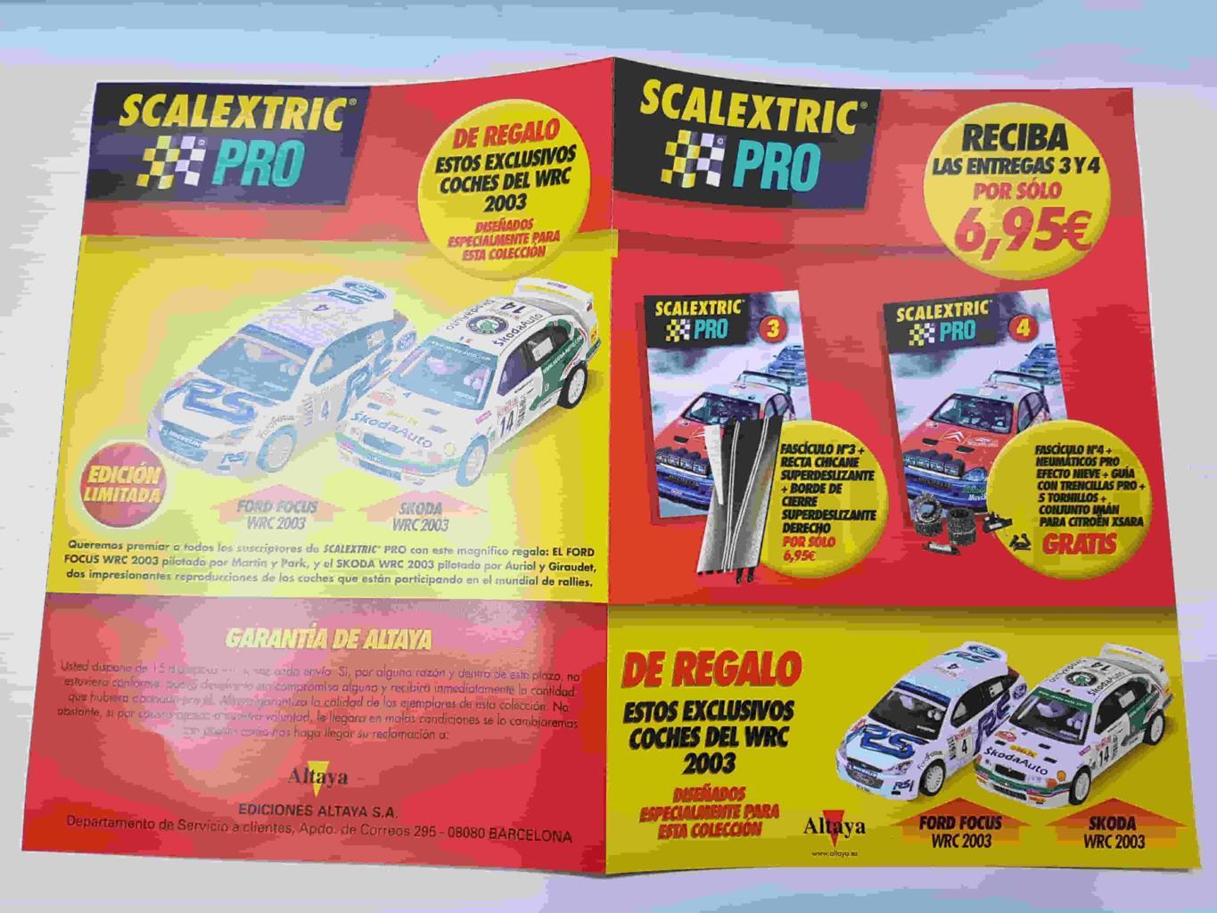 Triptico publicidad: de los numeros 3 y 4 de la coleccion Scalextric Pro