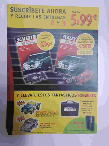 Diptico publicidad: Scalextric Seat Sport. Te indica como suscribirte y recibir las entregas 2 y 3 de dicha coleccion