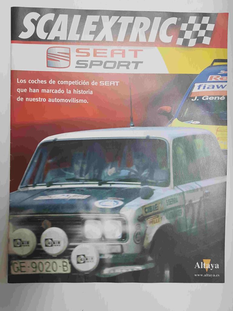 Folleto publicitario: sobre la coleccion Scalextric Seat Sport. Algunos de los modelos que salen: Seat Cupra GT, Seat Leon WTCC, Seat 850 Coupe