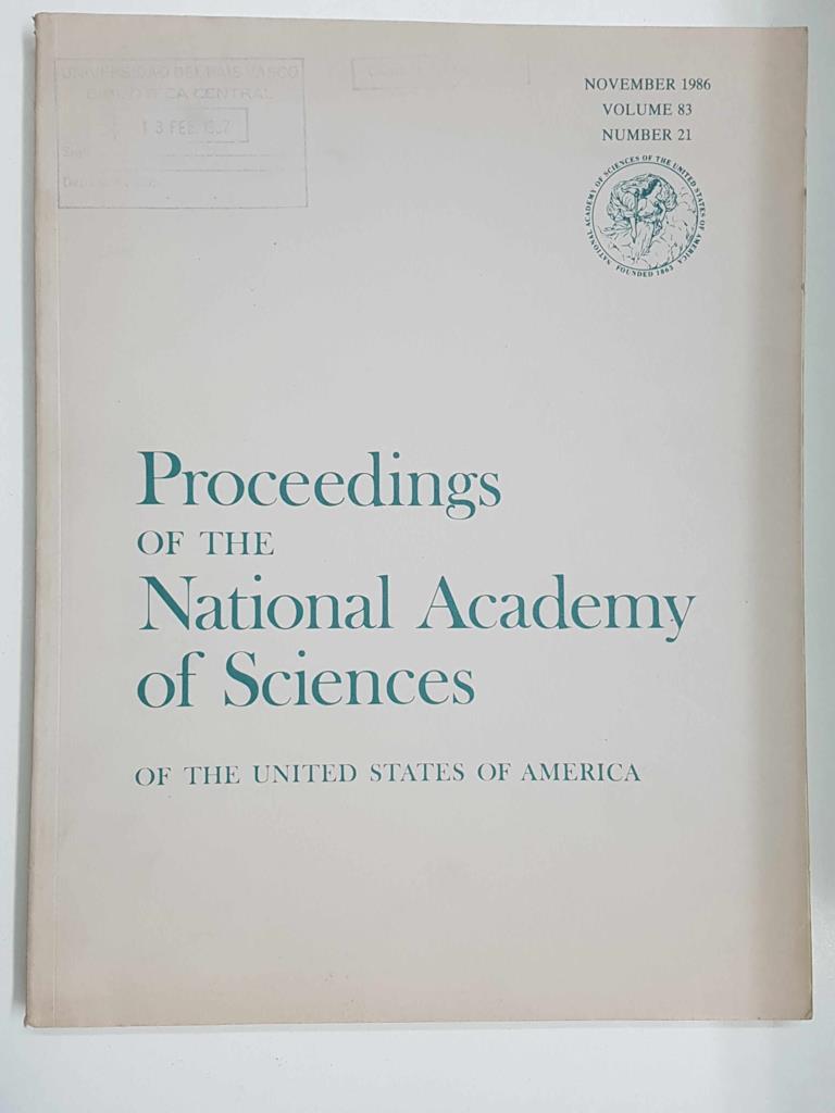 Revista cientifica: Proceedings of the National Academy of Sciences of the USA, november 1986 volume 83 number 21.