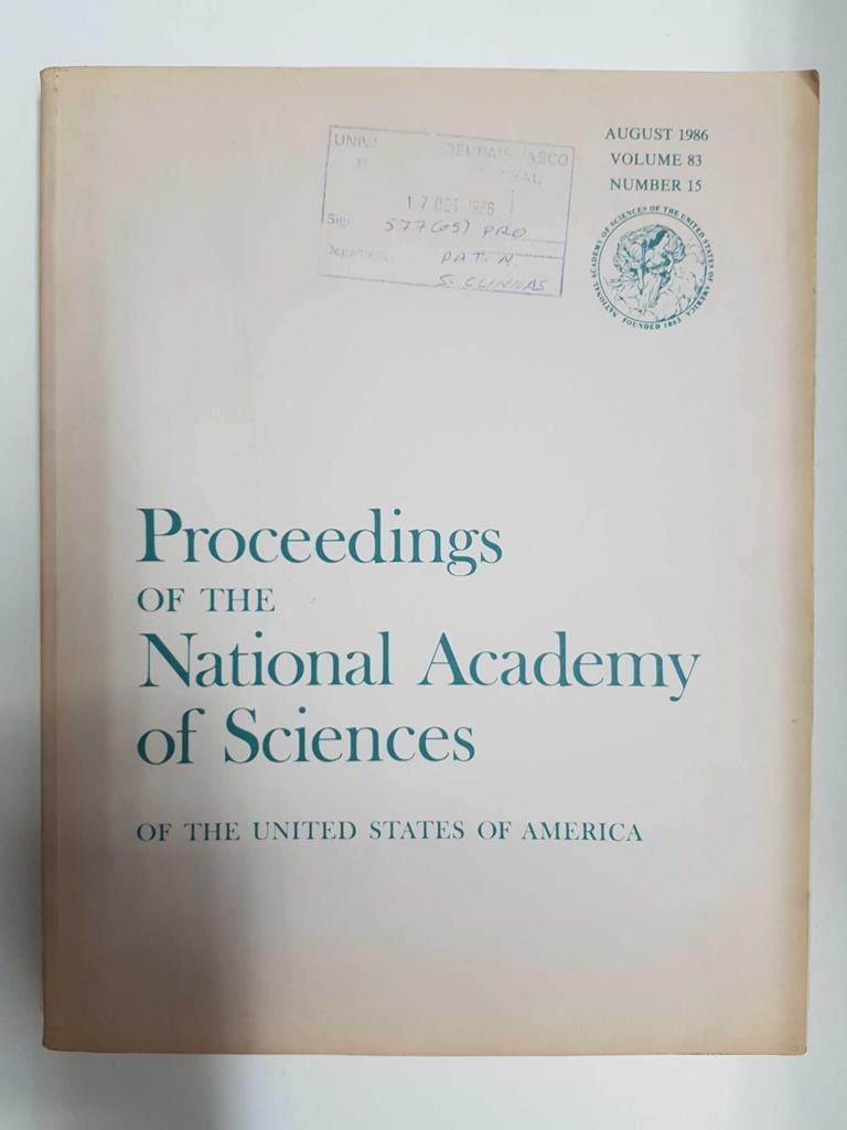 Revista cientifica: Proceedings of the National Academy of Sciences of the USA, august 1986 volume 83 number 15.