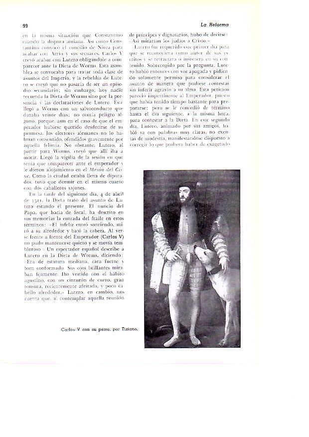 LAMINA 28099: Carlos V con su perro, por Tiziano