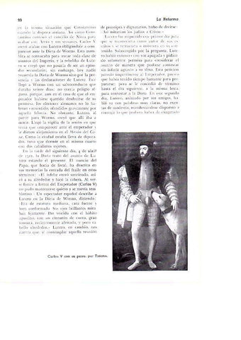 LAMINA 28099: Carlos V con su perro, por Tiziano