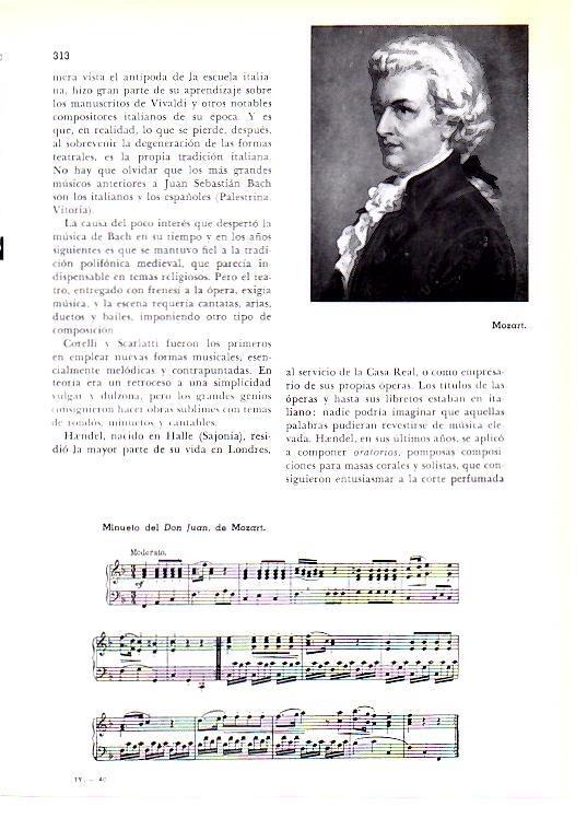 LAMINA 28208: Mozart y partitura del minueto del Don Juan