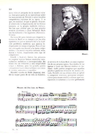 LAMINA 28208: Mozart y partitura del minueto del Don Juan