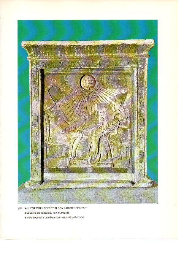 LAMINA 27910: Estela de Akhenaton y Neferititi con las princesas, Egipto