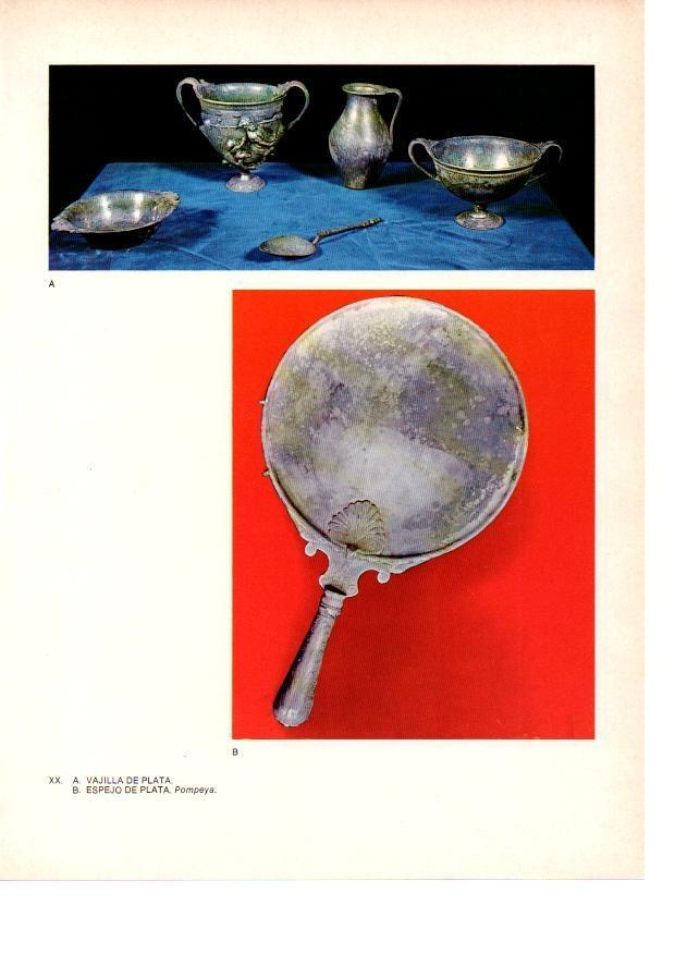 LAMINA 27809: Pompeya. Vajilla y espejo de plata