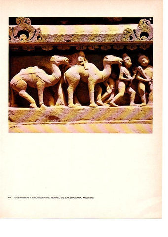 LAMINA 28033: Guerreros y dromedarios del templo de Lakshamana, Khajuraho