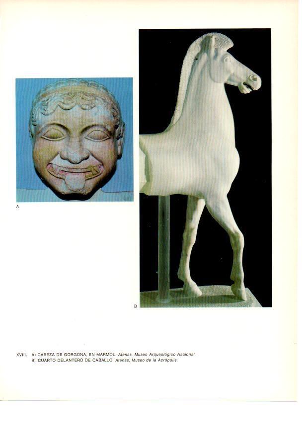 LAMINA 27976: Cabeza de gorgona y parte de caballo. Grecia