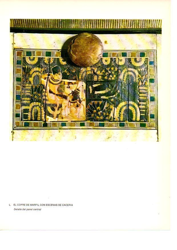 LAMINA 27952: Panel central del cofre con escenas de caceria de la tumba de Tutankhamon