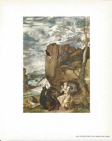 LAMINA V02096: San Antonio Abad visitando a San Pablo por Velazquez