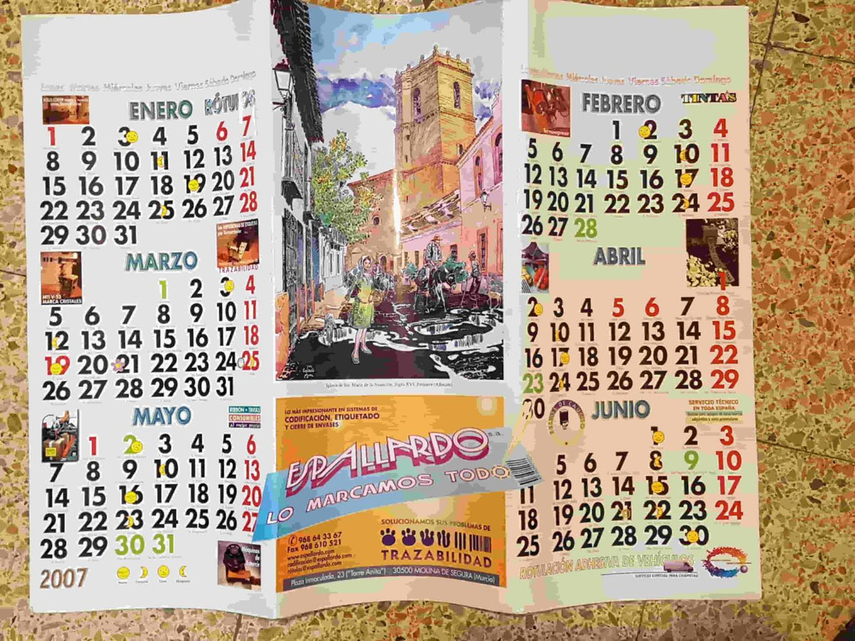 Triptico Calendario 2007: editado por Espalllardo. Por un lado sale una ilustracion del Puente Carlos sobre el rio Moldava y en la otra cara Iglesia de Sta. Maria de la Asuncion (Jorquera)