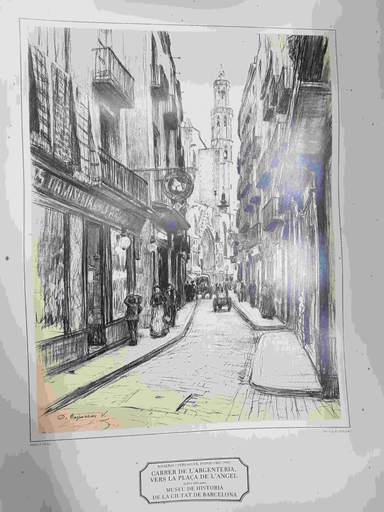 Lamina: Carrer de l'Argentaria vers la Plaça de l'Angel. Museo de Historia de la Ciutat de Barcelona