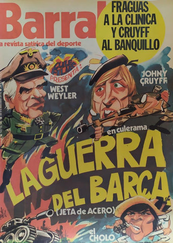 Revista: BARRABAS, Año V, Numero 176: La guerra del Barça - Jeta de acero / Fraguas a la clinica y Cruyff al banquillo (10 febrero 1976) Poster Los olimpicos han traido una sentencia de muerte
