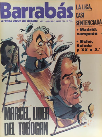 Revista: BARRABAS, Año V, Numero 180: Marcel, lider del tobogan / La liga, casi sentenciada (9 marzo 1976) Poster La Montserra-teta del Barça