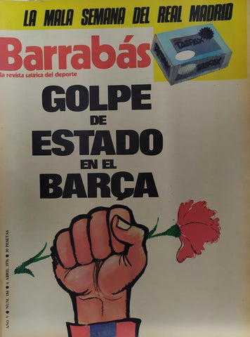Revista: BARRABAS, Año V, Numero 184: Golpe de estado en el Barça / La mala semana del Real Madrid (6 abril 1976) Poster Leches merengadas