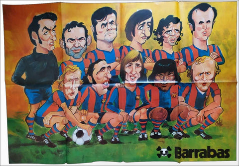 Poster: FC Barcelona 1974, Dibujo por Gin (Original incluido en Barrabas Num. 107)