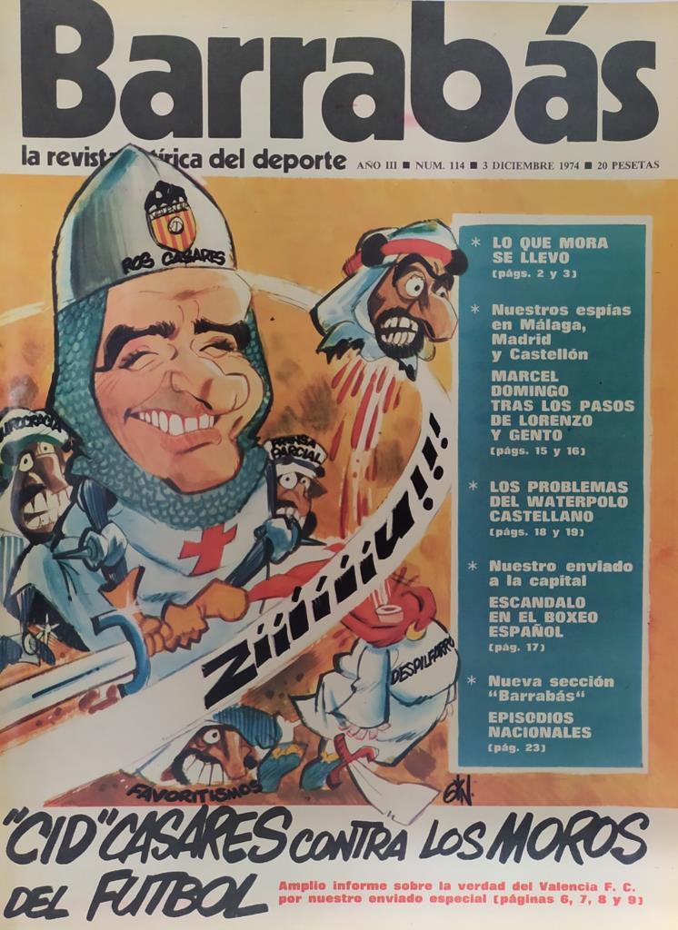 Revista: BARRABAS, Año III, numero 114: "Cid" Casares contra los moros del futbol (3 Diciembre 1974) Poster Chica bikini de malla metalica