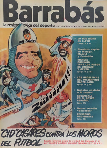 Revista: BARRABAS, Año III, numero 114: "Cid" Casares contra los moros del futbol (3 Diciembre 1974) Poster Chica bikini de malla metalica
