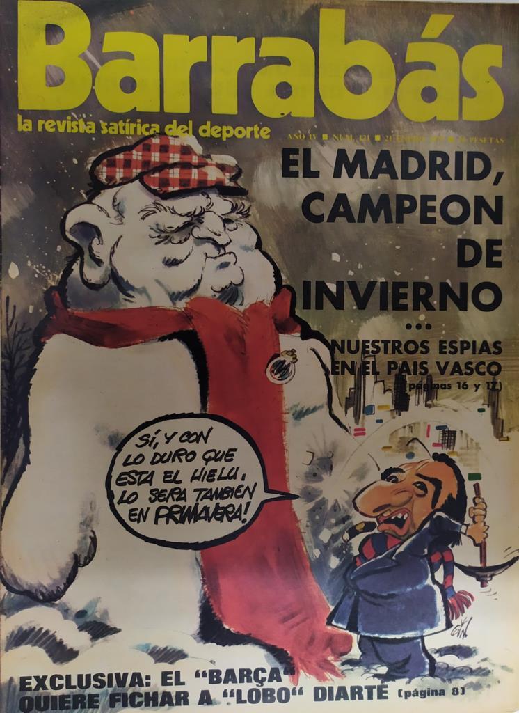 Revista: BARRABAS, Año IV, numero 121: El Madrid, Campeon de invierno / Nuestros espias en el pais vasco (21 enero 1975) Poster Chica Bikini rojo en campo