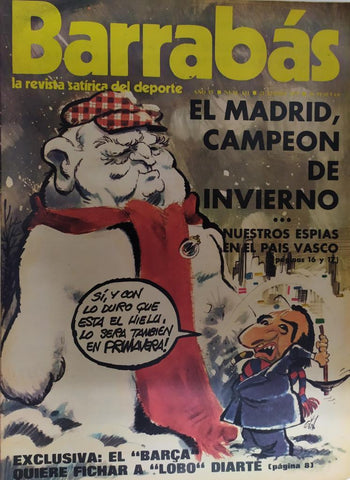 Revista: BARRABAS, Año IV, numero 121: El Madrid, Campeon de invierno / Nuestros espias en el pais vasco (21 enero 1975) Poster Chica Bikini rojo en campo