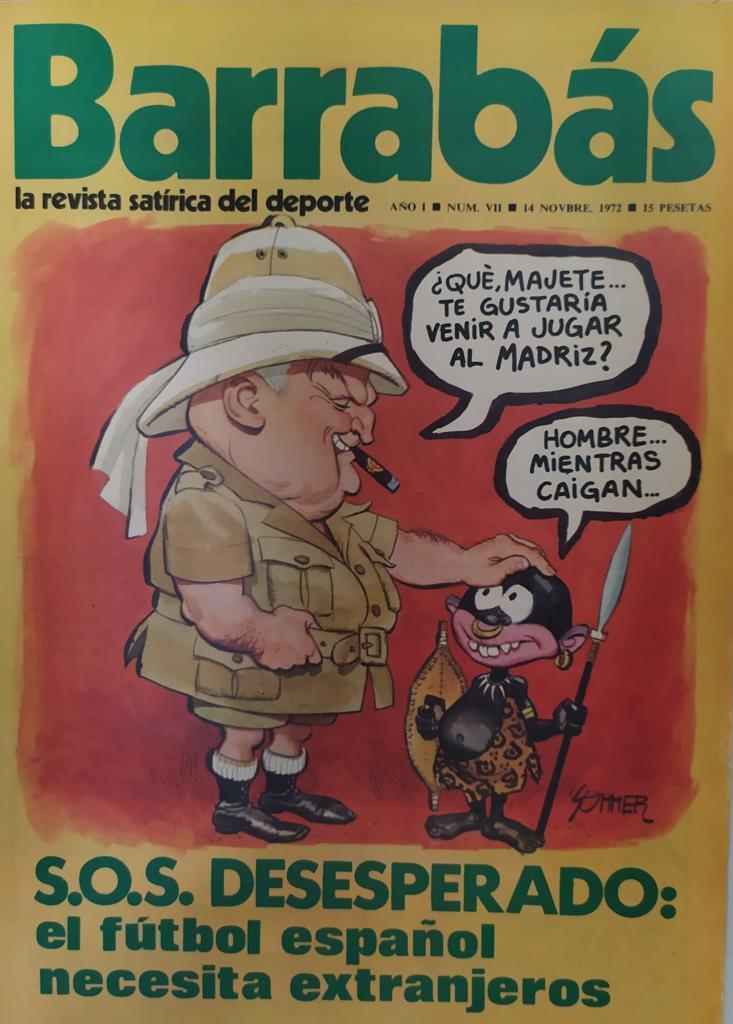 Revista: BARRABAS, Año I, Numero 7: S.O.S. desesperado: El futbol español necesita extrangeros (14 noviembre 1972) Poster Begoña "La Leona" - Atletic 