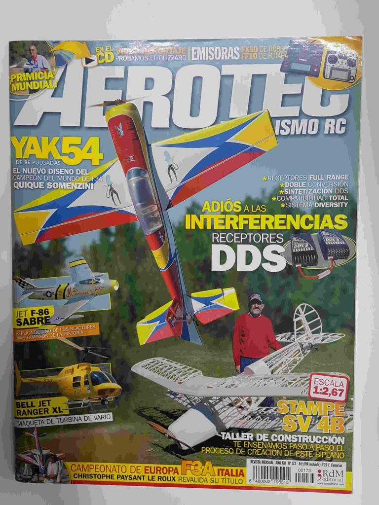 Revista Aerotec modelismo RC: año XIII numero 173, 31 de octubre 2008 - YAK54 el nuevo diseño del campeon del mundo de F3A Quique Somenzini
