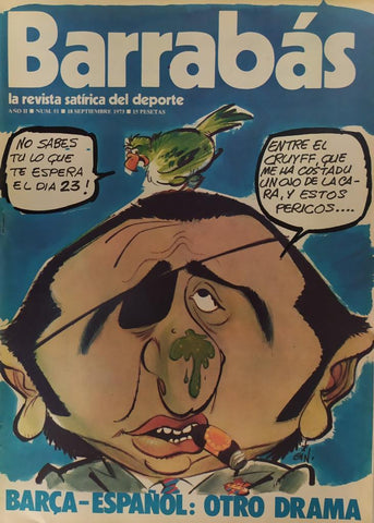 Revista: BARRABAS, Año II, numero 51: Barça - Español: Otro drama (18 septiembre 1973) Poster Chica bikini amarillo rayas