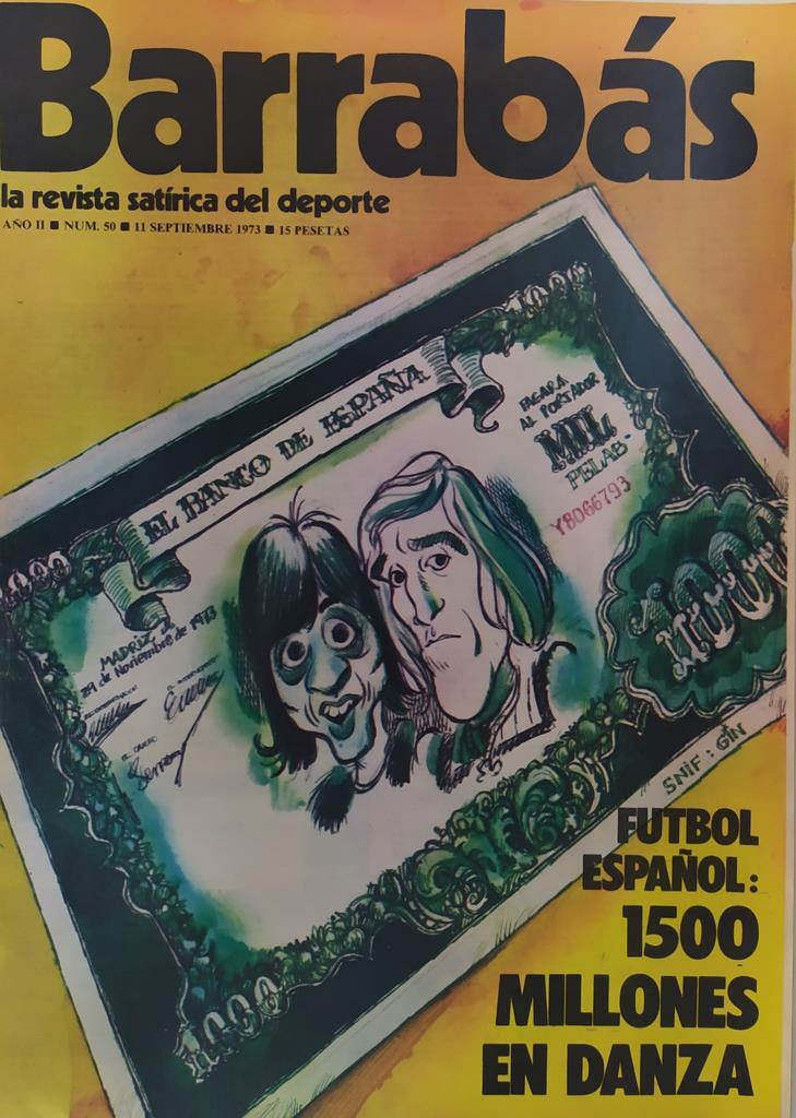 Revista: BARRABAS, Año II, numero 50: Futbol español: 1500 millones en danza (11 septiembre 1973) Poster Chica bikini amarillo coletas