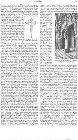 LAMINA 28990: Portico de la Gloria en Santiago de Compostela y cruz de la Orden de Santiago