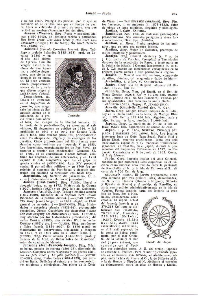 LAMINA 28462: Jansenio y escudo de Japon