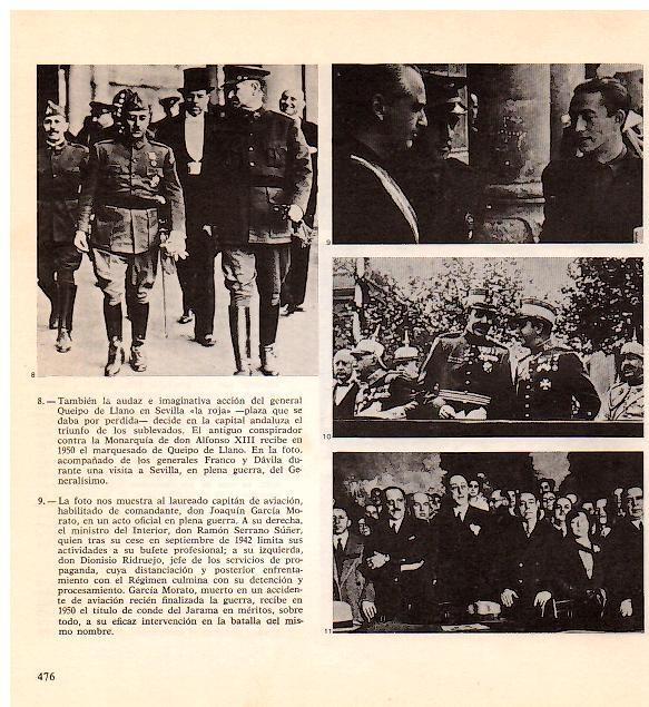 LAMINA 28369: Franco y Davila en Sevilla en 1950 y el aviador Joaquin Garcia Morato