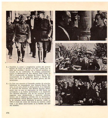 LAMINA 28369: Franco y Davila en Sevilla en 1950 y el aviador Joaquin Garcia Morato