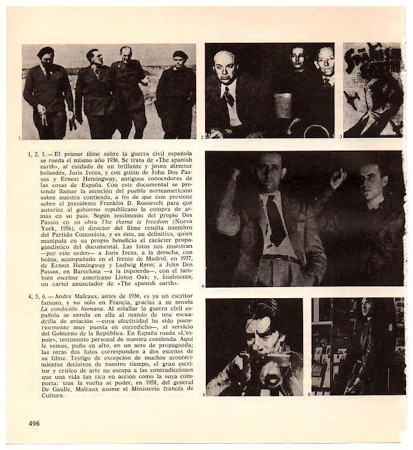 LAMINA 28375: John Ivens en el frente de Madrid, E. Hemingway y L. Renn y A. Malraux