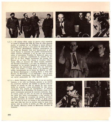 LAMINA 28375: John Ivens en el frente de Madrid, E. Hemingway y L. Renn y A. Malraux