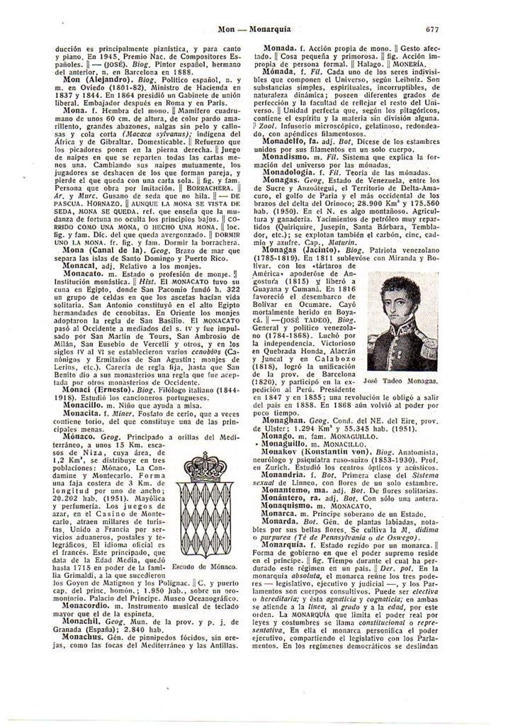 LAMINA 28700: Jose Tadeo Monagas y escudo de Monaco