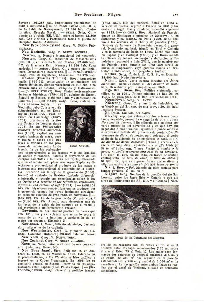 LAMINA 28739: Cataratas del Niagara e Isaac Newton