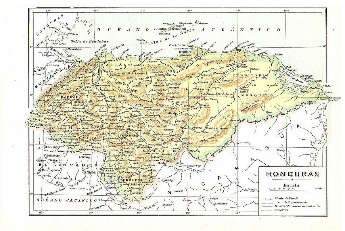 LAMINA 28535: Mapa de Honduras