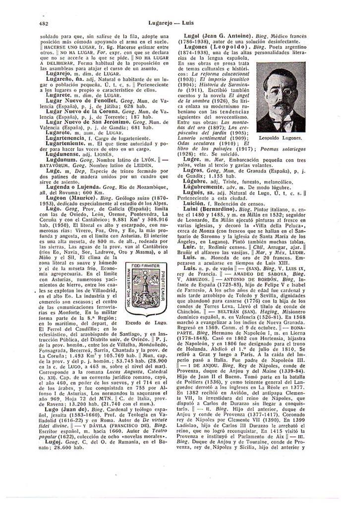 LAMINA 28599: Escudo de Lugo y Leopoldo Lugones